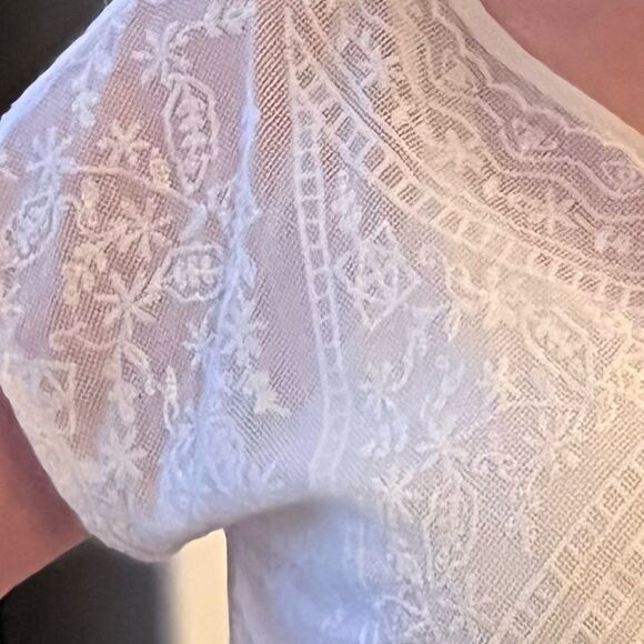 Ralph Lauren Boho Cottagecore Lace Sheer Overlay Cami 2 Piece Boxy blouse M - Picture 12 of 12